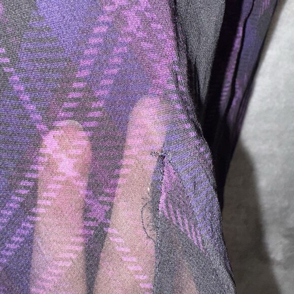 Lauren Ralph Lauren Silk Plaid Midi Skirt Sz 12 Purple Black Gothic Academia - Picture 7 of 10